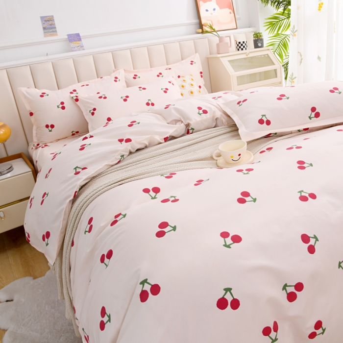 91家纺网 家纺一手货源 找家纺 梵巢家纺 芦荟棉被套，被罩化纤被套樱桃