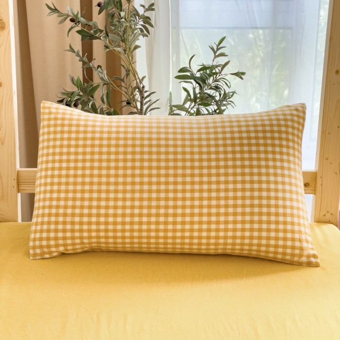 91家纺网 家纺一手货源 找家纺 玖弘家居 2023新款A类全棉色织学生上下铺三件套 淡黄小格