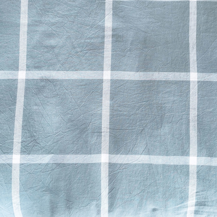 91家纺网 家纺一手货源 找家纺 玖弘家居 2023新款A类全棉色织学生上下铺三件套 海蓝格