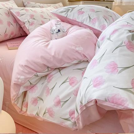 91家纺网 家纺一手货源 找家纺 （总）小懒猪 2023新款春夏全棉小清新系列四件套