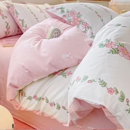 91家纺网 家纺一手货源 找家纺 （总）小懒猪 2023新款春夏全棉小清新系列四件套