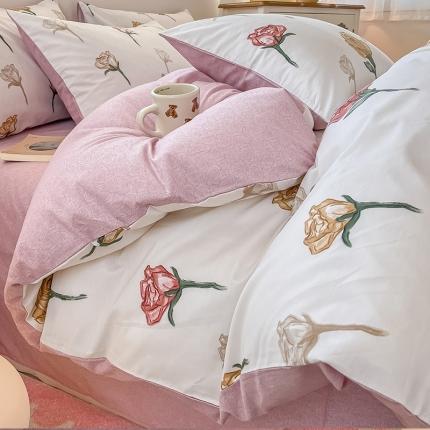 91家纺网 家纺一手货源 找家纺 （总）小懒猪 2023新款春夏全棉小清新系列四件套