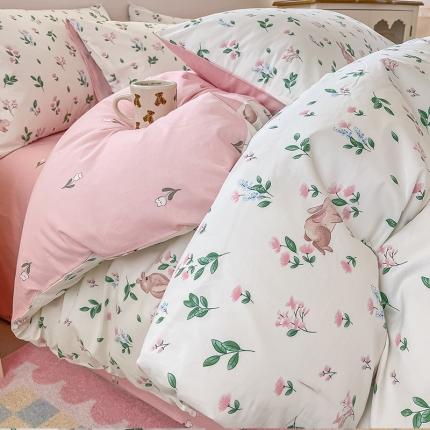 91家纺网 家纺一手货源 找家纺 （总）小懒猪 2023新款春夏全棉小清新系列四件套