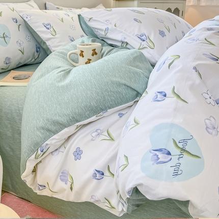 91家纺网 家纺一手货源 找家纺 （总）小懒猪 2023新款春夏全棉小清新系列四件套