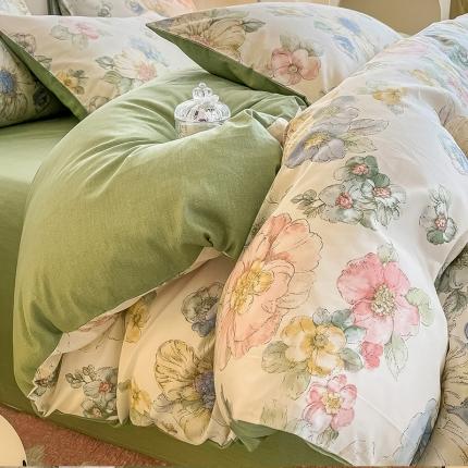 91家纺网 家纺一手货源 找家纺 （总）小懒猪 2023新款春夏全棉小清新系列四件套