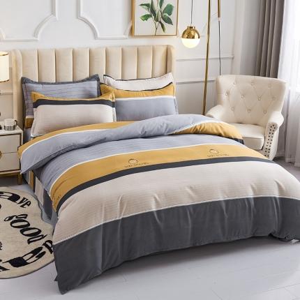 91家纺网 家纺一手货源 找家纺 鑫缘 2025新款印花植物羊绒加厚磨毛单被套 范特西-黄,范特西-黄