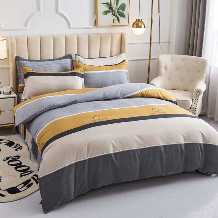 91家纺网 家纺一手货源 找家纺 鑫缘 2025新款印花植物羊绒加厚磨毛单被套 范特西-黄