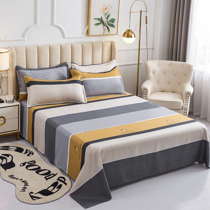 91家纺网 家纺一手货源 找家纺 鑫缘 2025新款印花植物羊绒加厚磨毛单被套 范特西-黄