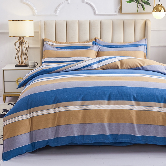 91家纺网 家纺一手货源 找家纺 鑫缘 2025新款印花植物羊绒加厚磨毛单被套 卡斯印象-蓝