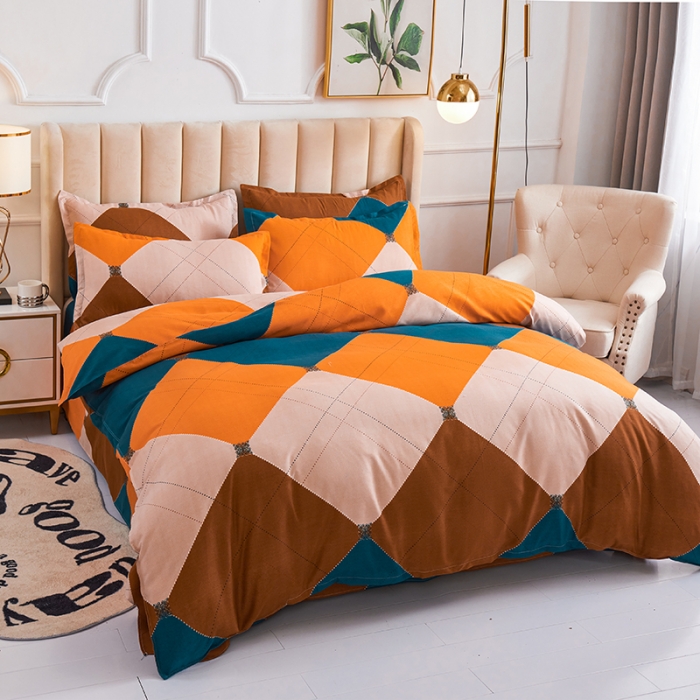 91家纺网 家纺一手货源 找家纺 鑫缘 2025新款印花植物羊绒加厚磨毛单被套 时代广场