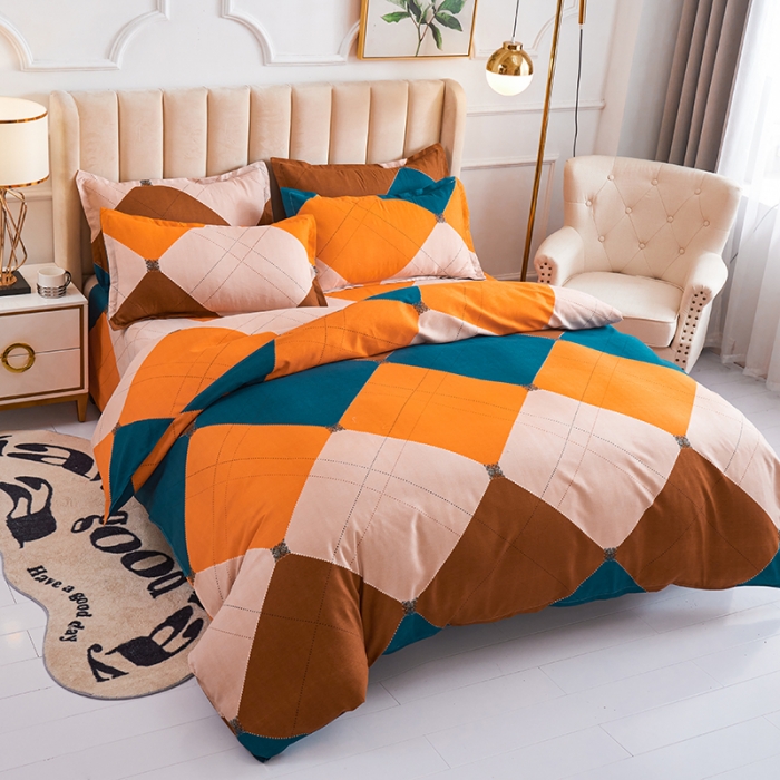 91家纺网 家纺一手货源 找家纺 鑫缘 2025新款印花植物羊绒加厚磨毛单被套 时代广场