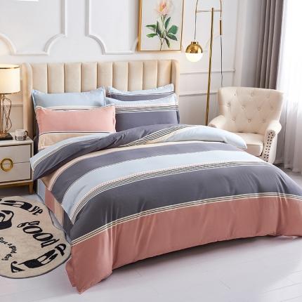 鑫缘2025新款印花植物羊绒加厚磨毛四件套1.2米学生三件套 爱情条码