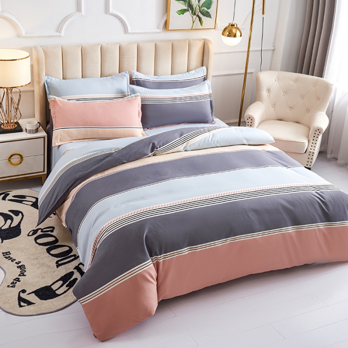 91家纺网 家纺一手货源 找家纺 鑫缘2025新款印花植物羊绒加厚磨毛四件套1.2米学生三件套 爱情条码