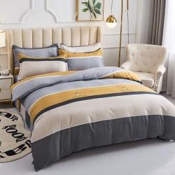 91家纺网 家纺一手货源 找家纺 鑫缘2025新款印花植物羊绒加厚磨毛四件套1.2米学生三件套 范特西-黄,范特西-黄