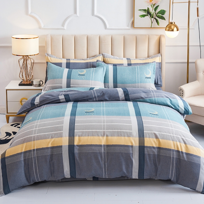 91家纺网 家纺一手货源 找家纺 鑫缘2025新款印花植物羊绒加厚磨毛四件套1.2米学生三件套 梦幻月亮