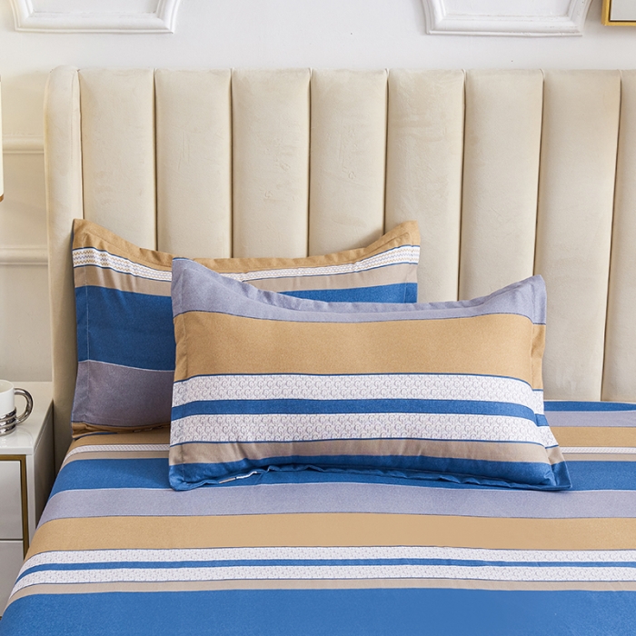 91家纺网 家纺一手货源 找家纺 鑫缘2025新款印花植物羊绒加厚磨毛四件套1.2米学生三件套 卡斯印象-蓝