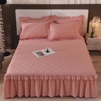 91家纺网 家纺一手货源 找家纺 美达 2025新款A类全棉抗菌夹棉床裙 高贵玉