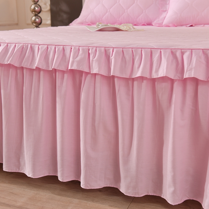 91家纺网 家纺一手货源 找家纺 美达 2025新款A类全棉抗菌夹棉床裙 记忆粉