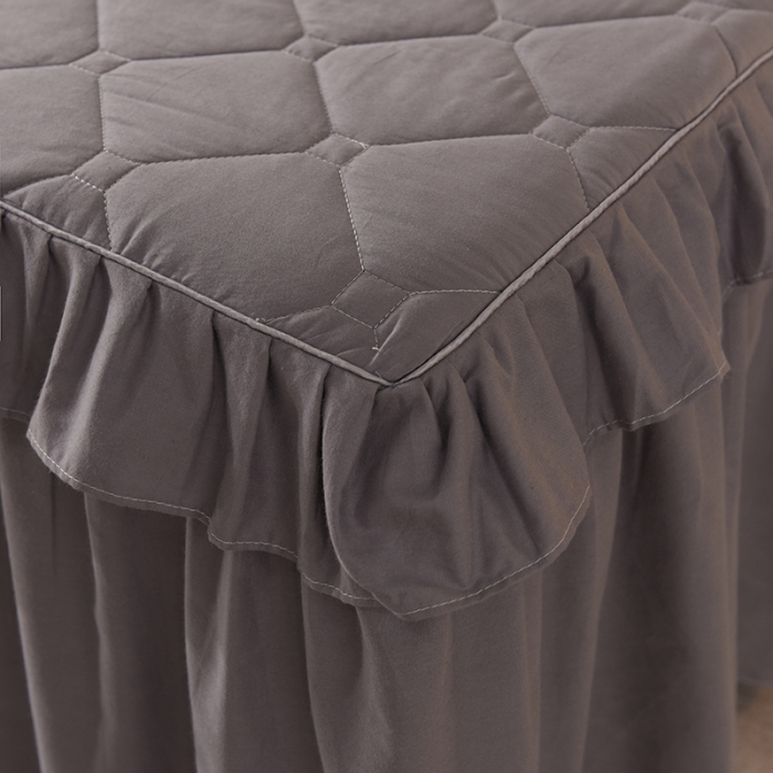 91家纺网 家纺一手货源 找家纺 美达 2025新款A类全棉抗菌夹棉床裙 经典灰