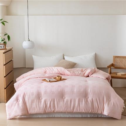 91家纺网 家纺一手货源 找家纺 心悦 2023新款全棉原棉华夫格大豆被 雅阁-粉