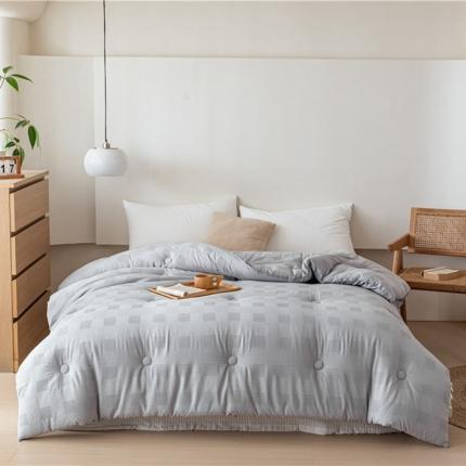 心悦 2023新款全棉原棉华夫格大豆被 雅阁-灰