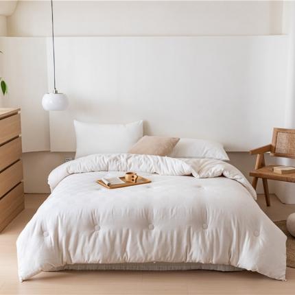 心悦 2023新款全棉原棉华夫格大豆被 雅阁-原棉白