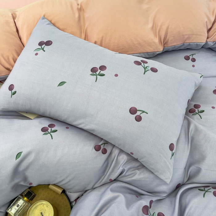 91家纺网 家纺一手货源 找家纺 仟网汇 2023新款休闲款皱皱布棉麻双层纱四件套 休闲款-萝樱紫