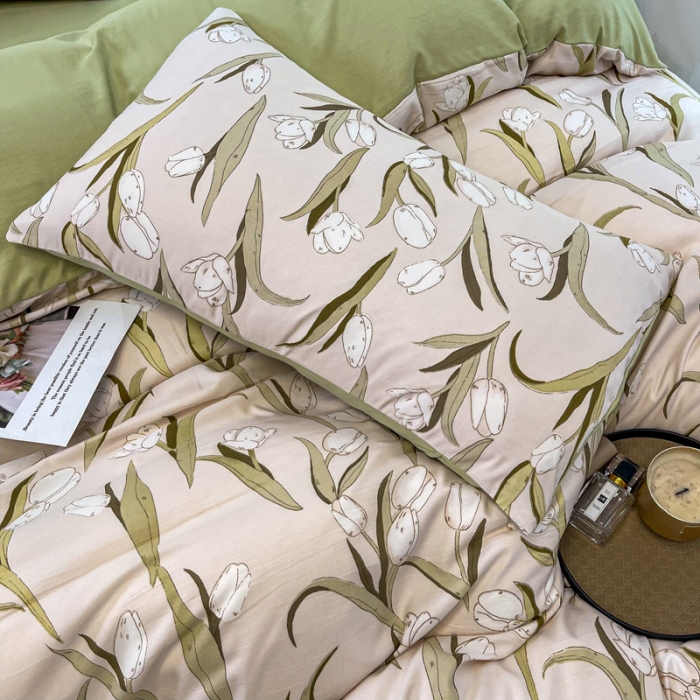 91家纺网 家纺一手货源 找家纺 仟网汇 2023新款休闲款皱皱布棉麻双层纱四件套 休闲款-秋色