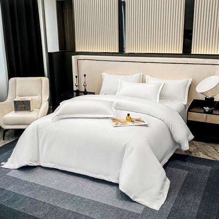 91家纺网 家纺一手货源 找家纺 (总) 康纳利 2023新款150克加厚斜纹宾馆纯白四件套