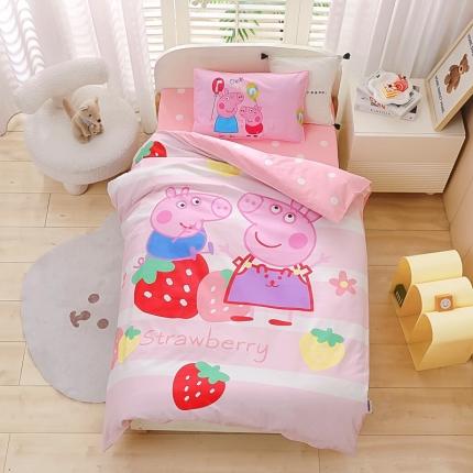 91家纺网 家纺一手货源 找家纺 总吉咪兔家纺新款正版小猪佩奇幼儿园被子三件套纯棉宝宝入园午睡被褥六件套