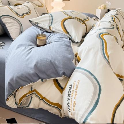 91家纺网 家纺一手货源 找家纺 （总）小懒猪 2024新款春夏全棉北欧简约风系列四件套-风格三