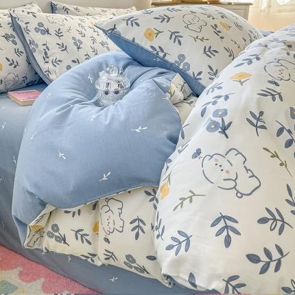 91家纺网 家纺一手货源 找家纺 小懒猪 2023新款春夏全棉小清新系列四件套 年华