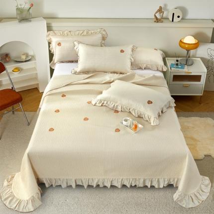 91家纺网 家纺一手货源 找家纺 OL家纺 2023新款双面天丝床盖毛毯夏被三件套-爱心樱桃 爱心樱桃奶咖