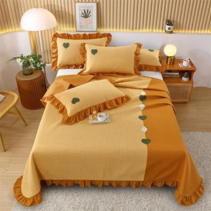 91家纺网 家纺一手货源 找家纺 OL家纺 2023新款双面全棉床盖床毯夏被三件套-米亚 米亚柠檬黄