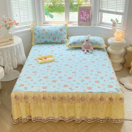 91家纺网 家纺一手货源 找家纺 八十八家纺 2023新款全棉蕾丝单床裙纯棉韩版公主风床罩 花派印象