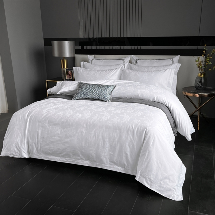 91家纺网 家纺一手货源 找家纺 罗菲尼 2025新款全棉贡缎喷气提花酒店四件套 牡丹花