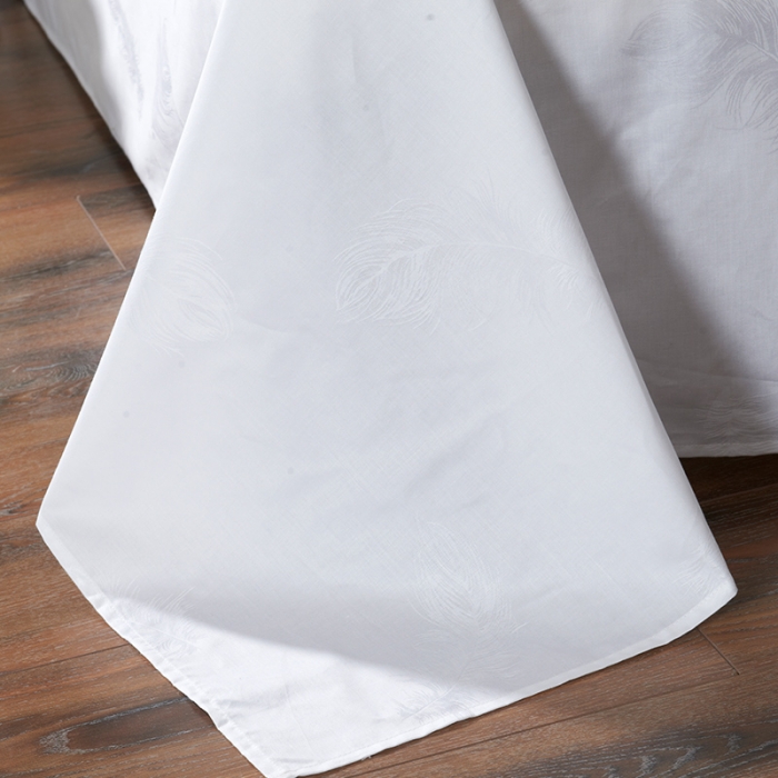 91家纺网 家纺一手货源 找家纺 罗菲尼 2025新款全棉贡缎喷气提花酒店四件套 羽毛花