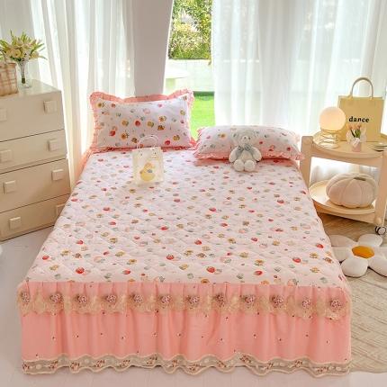 91家纺网 家纺一手货源 找家纺 （总）八十八家纺 2023新款全棉加厚夹棉蕾丝单床裙纯棉韩版公主风床罩