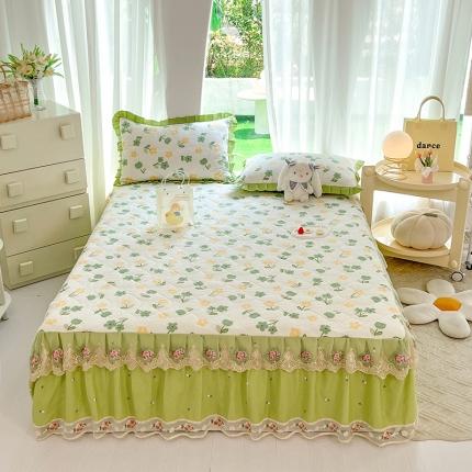 91家纺网 家纺一手货源 找家纺 （总）八十八家纺 2023新款全棉加厚夹棉蕾丝单床裙纯棉韩版公主风床罩