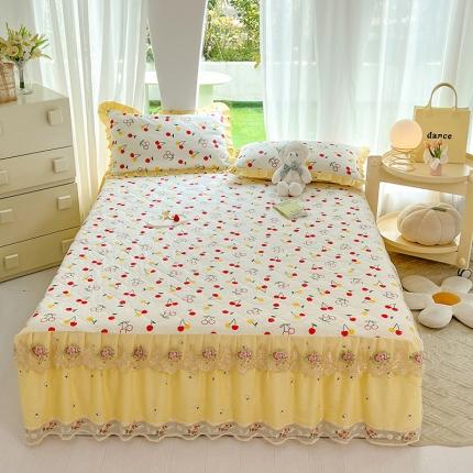 91家纺网 家纺一手货源 找家纺 （总）八十八家纺 2023新款全棉加厚夹棉蕾丝单床裙纯棉韩版公主风床罩