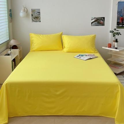 尔米 2023新款水洗棉纯色单品床单 亮黄色