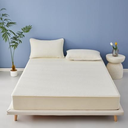 91家纺网 家纺一手货源 找家纺 格子铺 2023新款A类凉感冰丝夹棉床笠凉席 冰丝-淡雅黄