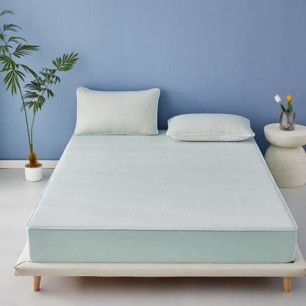 91家纺网 家纺一手货源 找家纺 格子铺 2023新款A类凉感冰丝夹棉床笠凉席 冰丝-清新绿