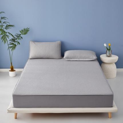 91家纺网 家纺一手货源 找家纺 格子铺 2023新款A类凉感冰丝夹棉床笠凉席 冰丝-优雅灰