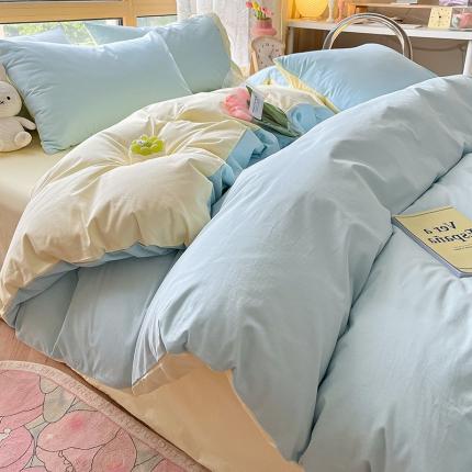 91家纺网 家纺一手货源 找家纺 （总）卡巴伦家纺 2023新款纯棉A类40支色织水洗棉四件套