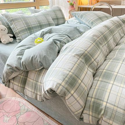 91家纺网 家纺一手货源 找家纺 （总）卡巴伦家纺 2023新款纯棉A类40支色织水洗棉四件套