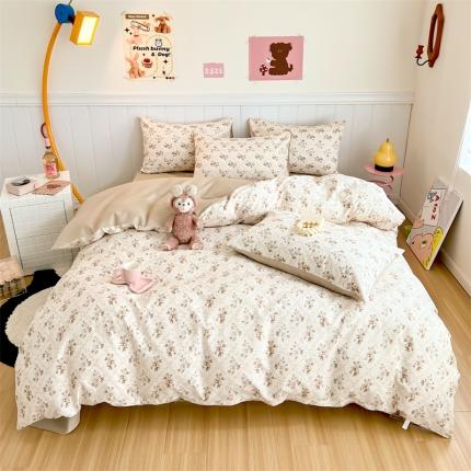 91家纺网 家纺一手货源 找家纺 顾里家纺 2023新款40支13372全棉印花四件套 复古枝蔓