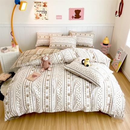 91家纺网 家纺一手货源 找家纺 顾里家纺 2023新款40支13372全棉印花四件套 浪漫芙园