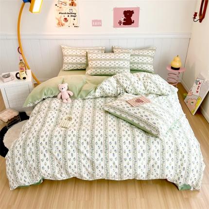 91家纺网 家纺一手货源 找家纺 顾里家纺 2023新款40支13372全棉印花四件套 浪漫蓝樱