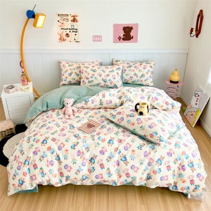 91家纺网 家纺一手货源 找家纺 顾里家纺 2023新款40支13372全棉印花四件套 童趣日记